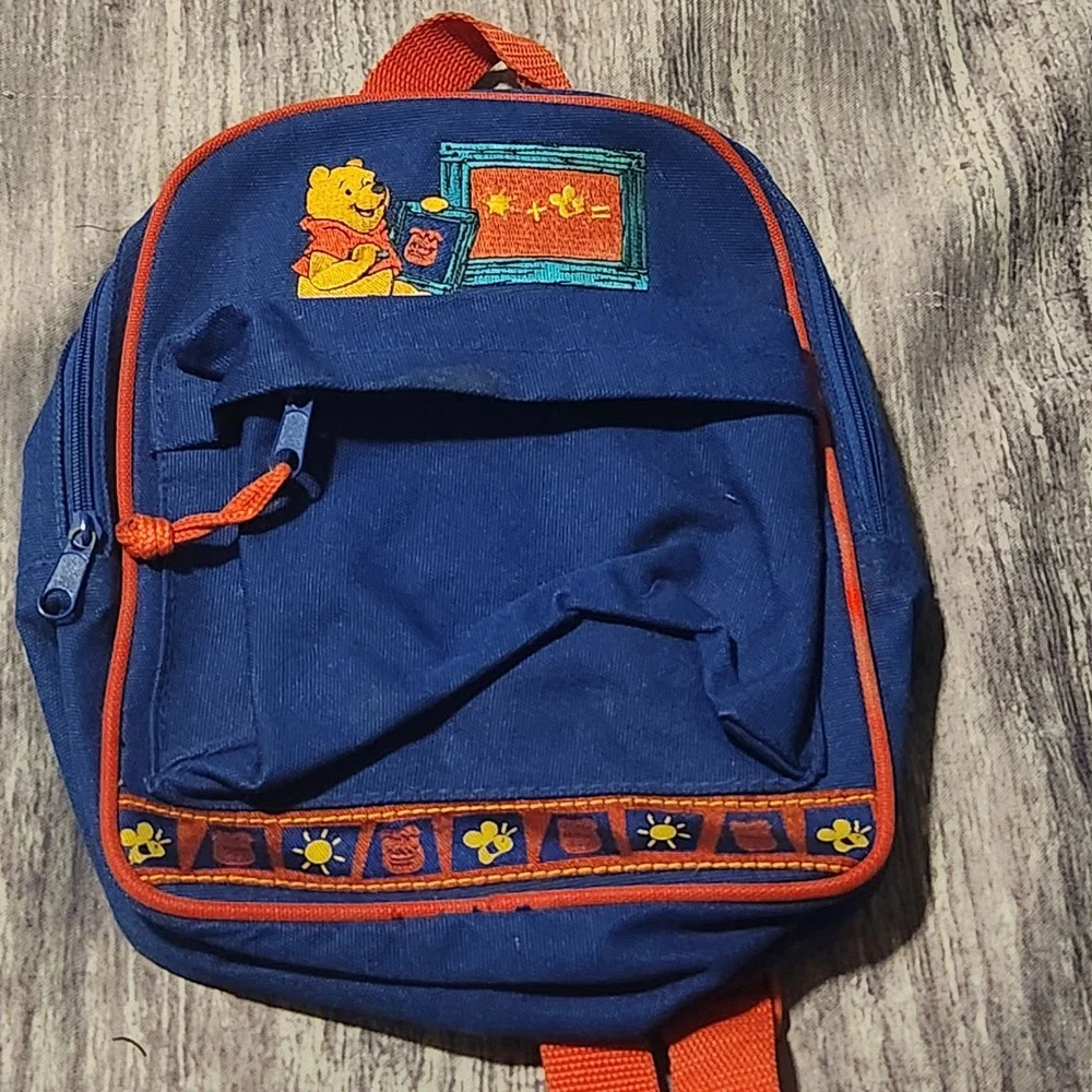 Vintage Disney Winnie the Pooh Mini‎ Backpack Kid School Bag Blue Red